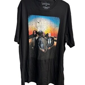 Black Graphic Earth Wind & Fire Tee with Sunset Design